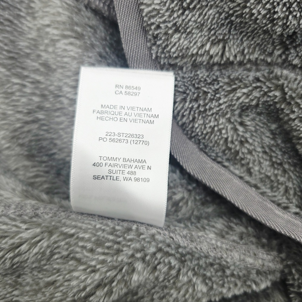 Tommy Bahama Mens Large Grey Cascade Cozy Fleece Full Zip Vest Orange Trim - Picture 11 of 11